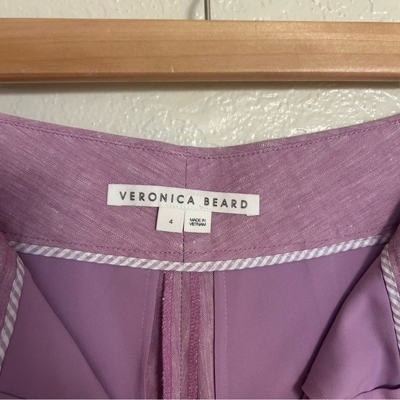 Veronica Beard Jeanne Pant Heathered Orchid 4 High Waist Wide Leg Linen Blend - Picture 5 of 9